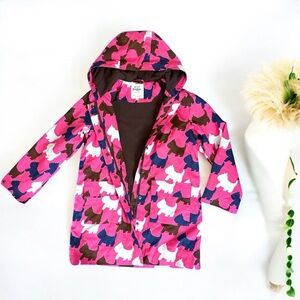 Girls Mini Boden Scottish Dog Pink Fleece Lined Hooded Coat Jacket Size 11-12Y